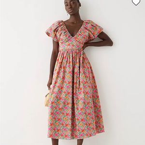 Jcrew collection Liberty Puff sleeve bow back dress 00